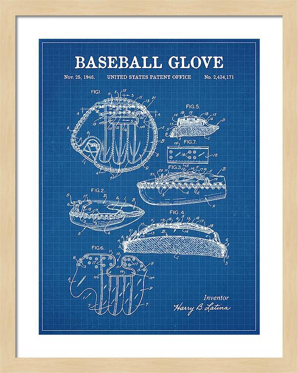 Baseball Glove Blueprint Patent Us2434171a