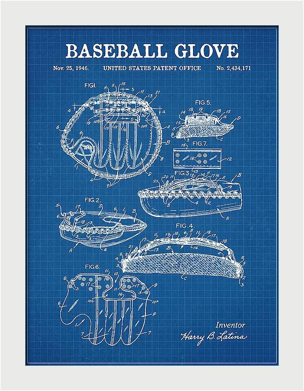 Baseball Glove Blueprint Patent Us2434171a
