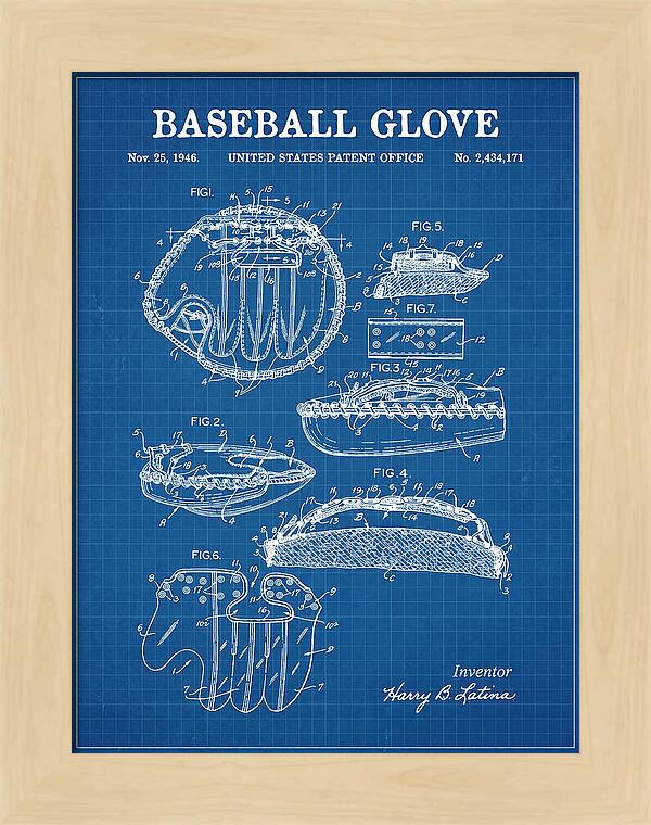 Baseball Glove Blueprint Patent Us2434171a