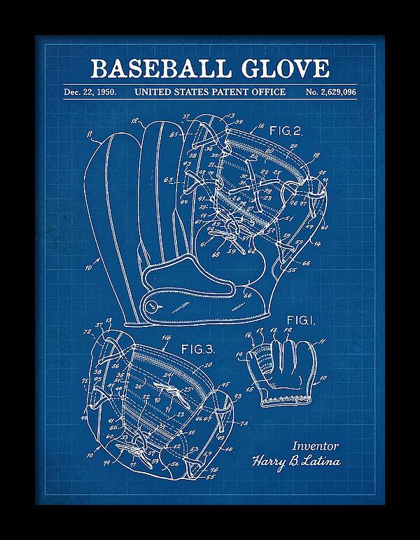 Baseball Glove Blueprint Patent Us2629096a