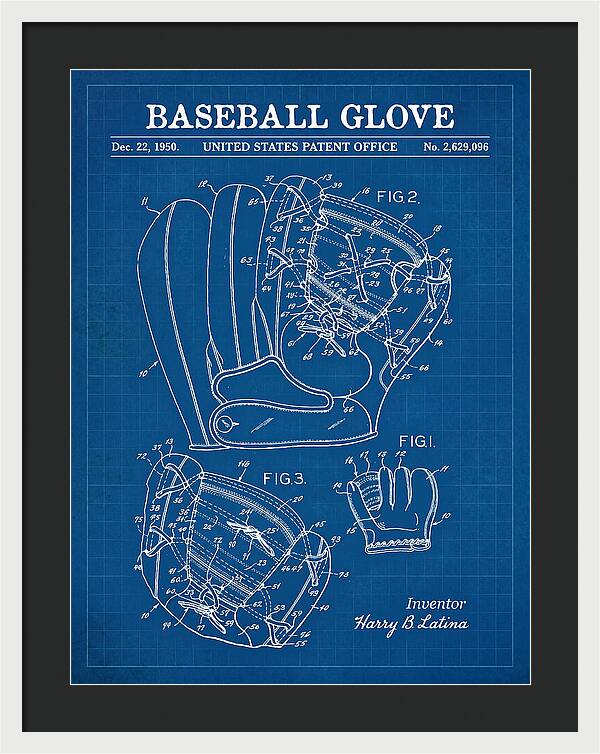 Baseball Glove Blueprint Patent Us2629096a