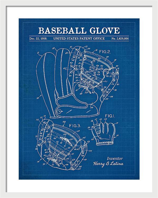 Baseball Glove Blueprint Patent Us2629096a