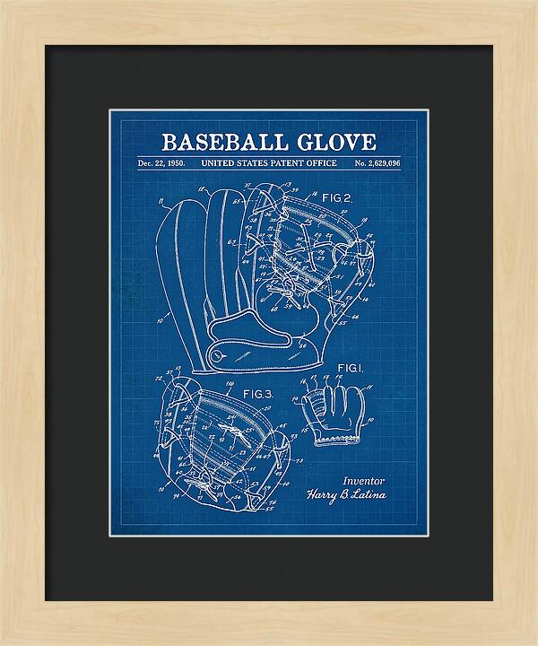 Baseball Glove Blueprint Patent Us2629096a