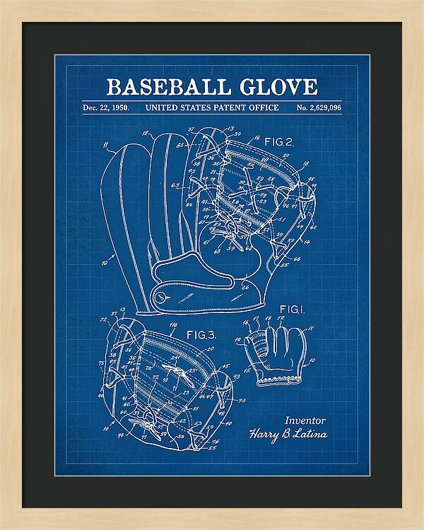 Baseball Glove Blueprint Patent Us2629096a