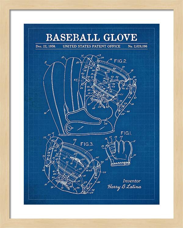 Baseball Glove Blueprint Patent Us2629096a