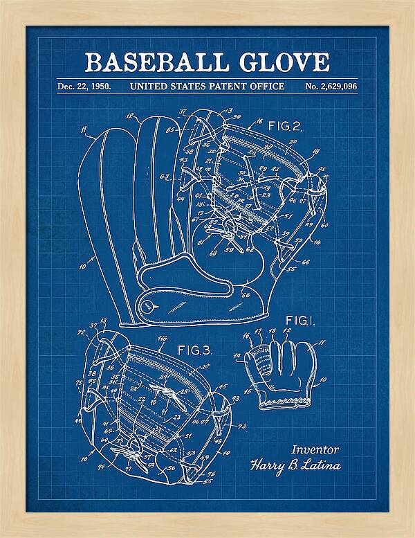 Baseball Glove Blueprint Patent Us2629096a