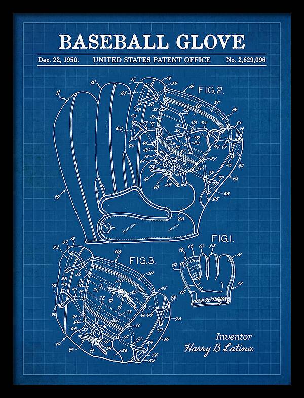 Baseball Glove Blueprint Patent Us2629096a