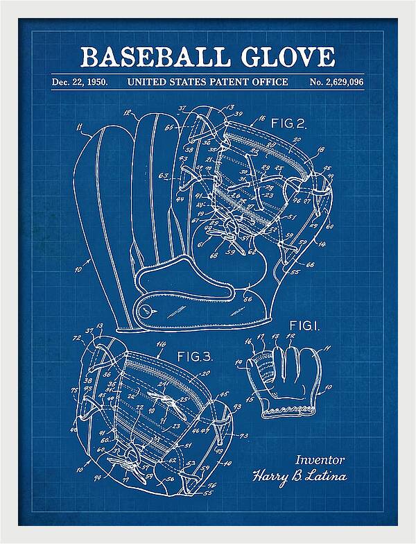 Baseball Glove Blueprint Patent Us2629096a