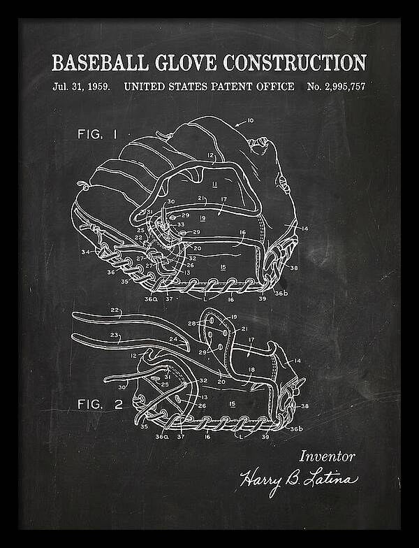 Baseball Glove Construction Chalkboard Patent Us2995757a