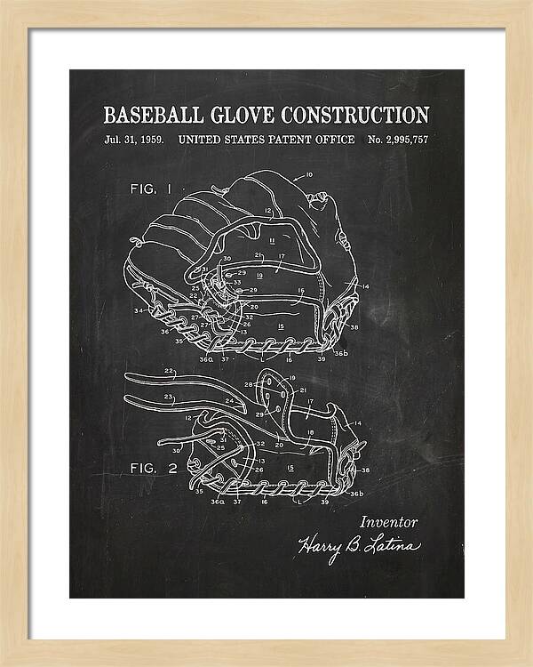 Baseball Glove Construction Chalkboard Patent Us2995757a