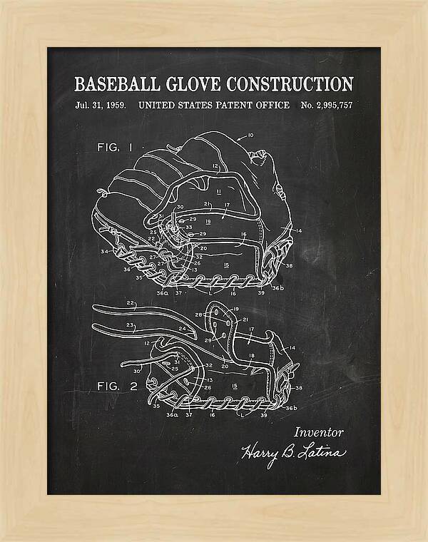 Baseball Glove Construction Chalkboard Patent Us2995757a