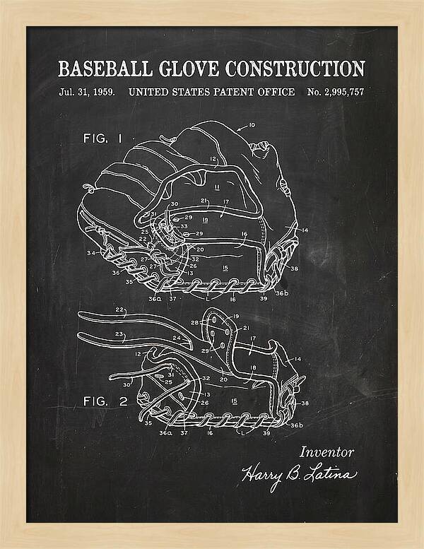 Baseball Glove Construction Chalkboard Patent Us2995757a