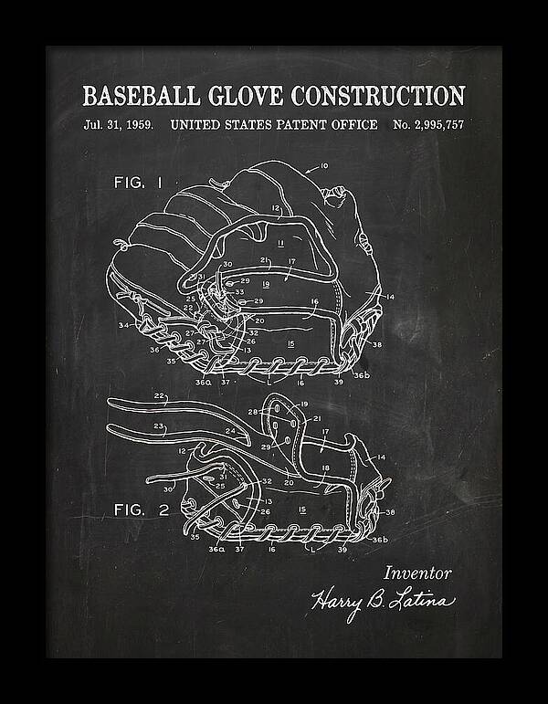 Baseball Glove Construction Chalkboard Patent Us2995757a