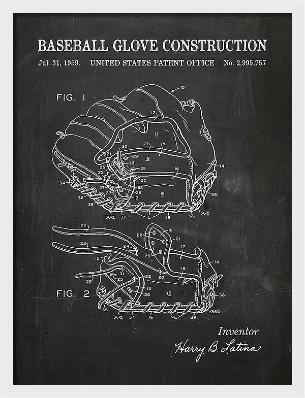 Baseball Glove Construction Chalkboard Patent Us2995757a