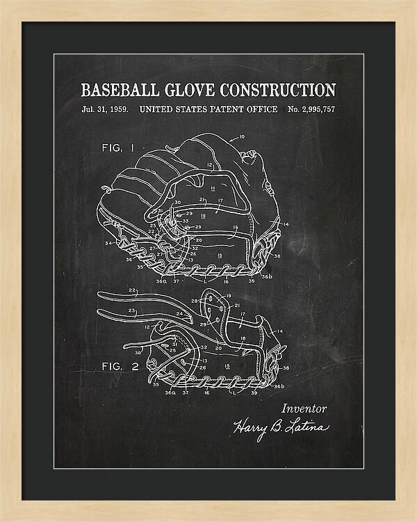 Baseball Glove Construction Chalkboard Patent Us2995757a