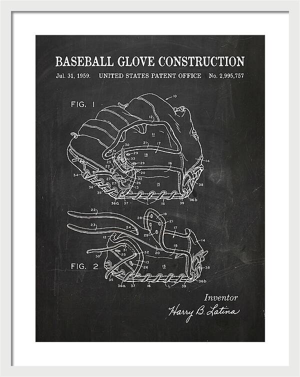Baseball Glove Construction Chalkboard Patent Us2995757a