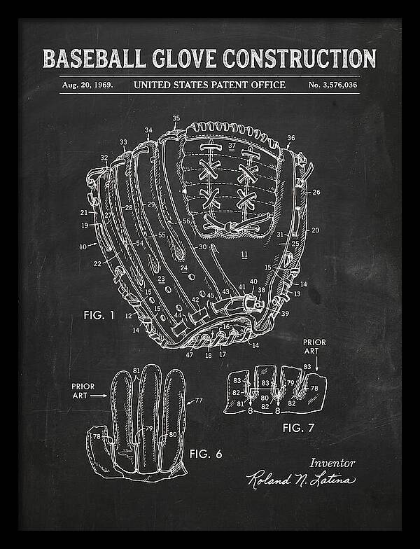 Baseball Glove Construction Chalkboard Patent Us3576036a
