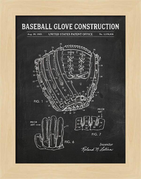 Baseball Glove Construction Chalkboard Patent Us3576036a
