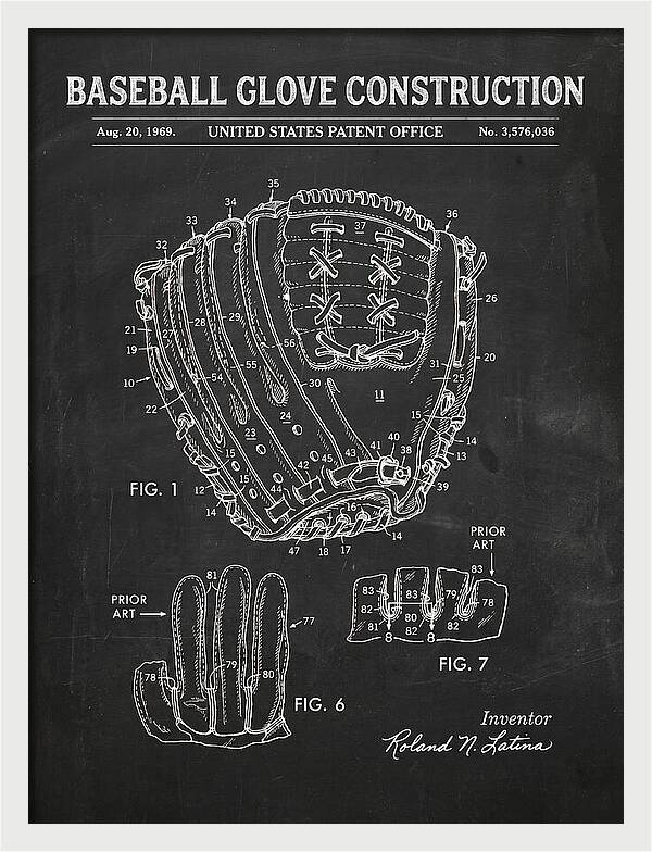 Baseball Glove Construction Chalkboard Patent Us3576036a