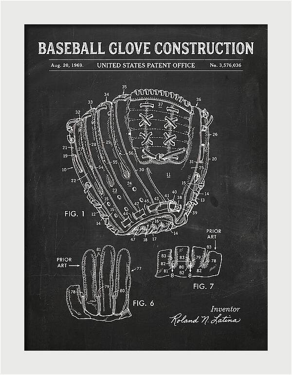Baseball Glove Construction Chalkboard Patent Us3576036a