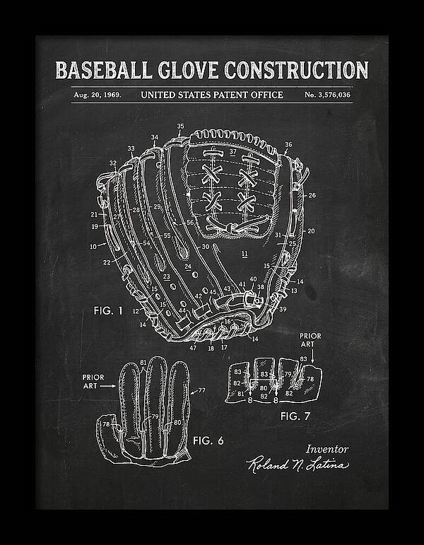 Baseball Glove Construction Chalkboard Patent Us3576036a