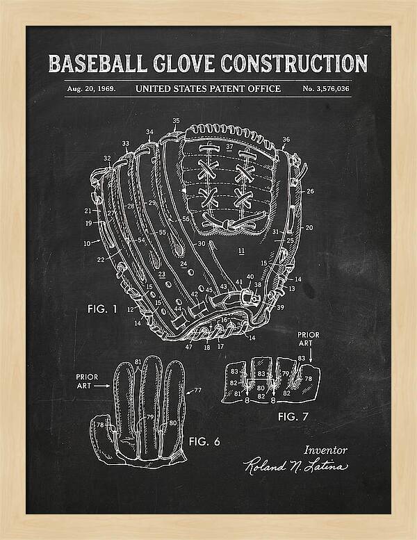 Baseball Glove Construction Chalkboard Patent Us3576036a