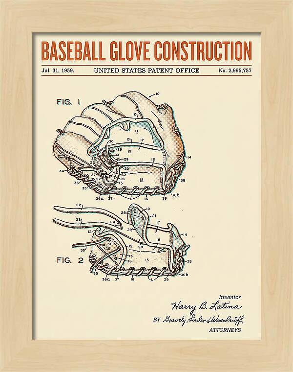 Baseball Glove Construction Retro Patent Us2995757a
