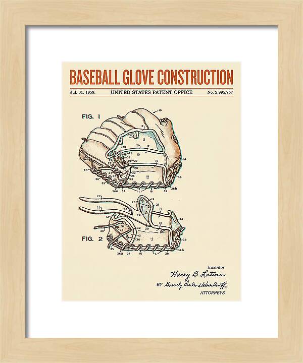 Baseball Glove Construction Retro Patent Us2995757a