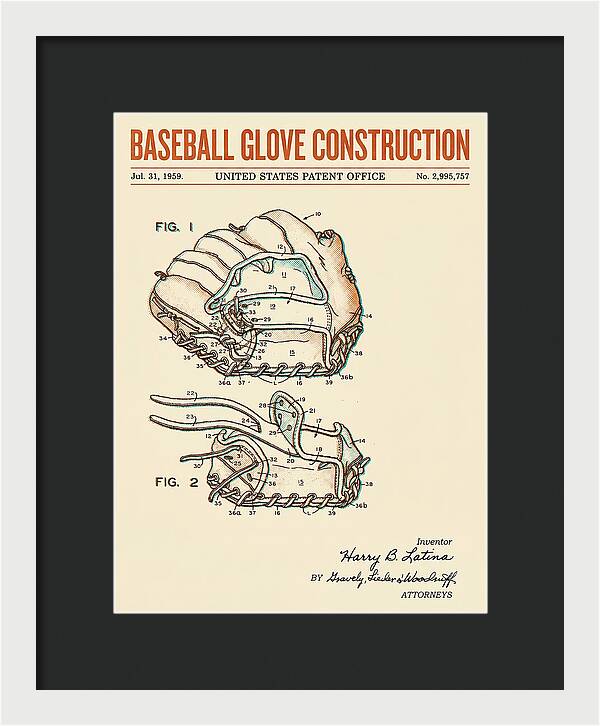Baseball Glove Construction Retro Patent Us2995757a