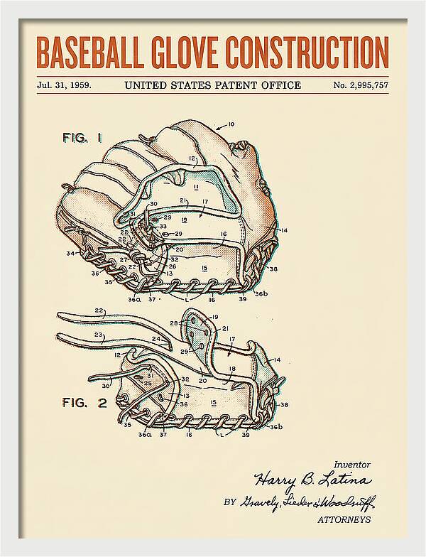 Baseball Glove Construction Retro Patent Us2995757a