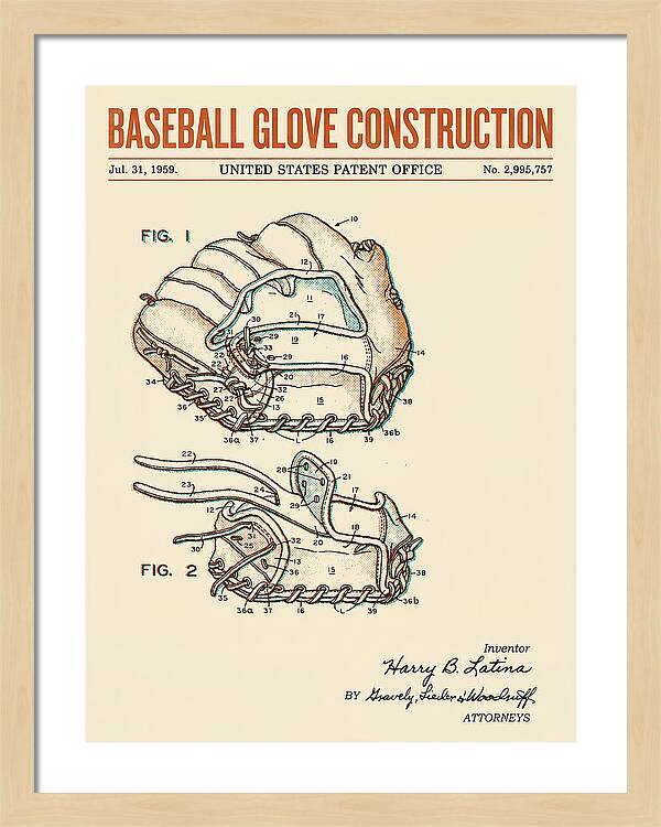Baseball Glove Construction Retro Patent Us2995757a