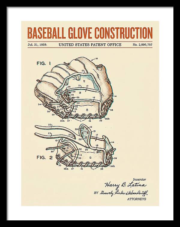 Baseball Glove Construction Retro Patent Us2995757a