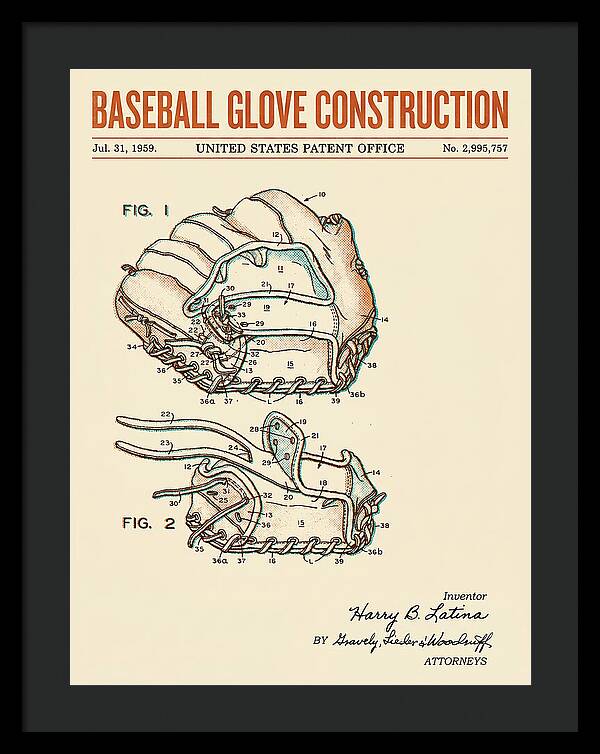 Baseball Glove Construction Retro Patent Us2995757a