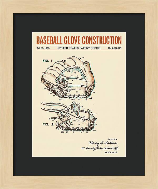 Baseball Glove Construction Retro Patent Us2995757a