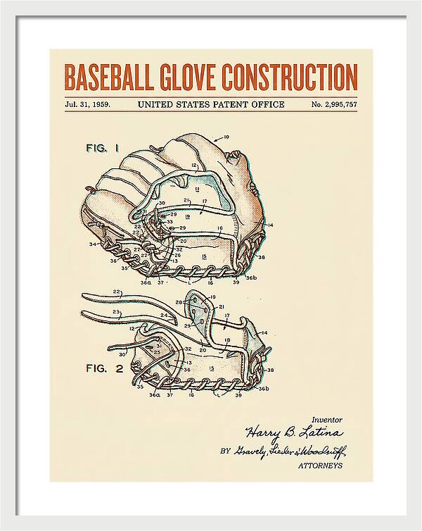 Baseball Glove Construction Retro Patent Us2995757a
