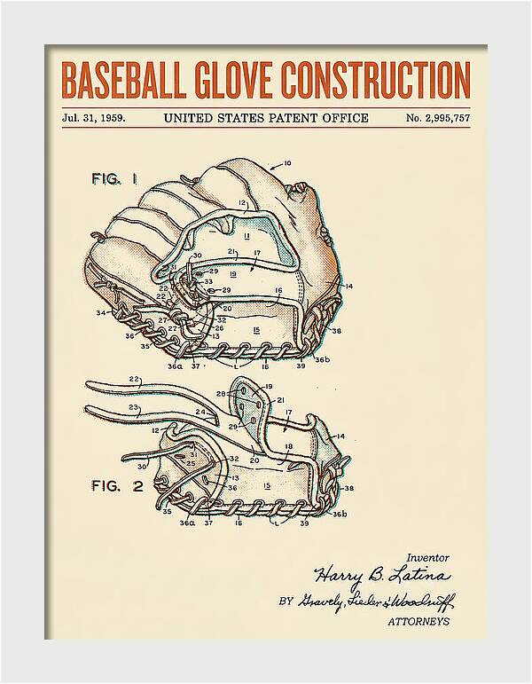 Baseball Glove Construction Retro Patent Us2995757a