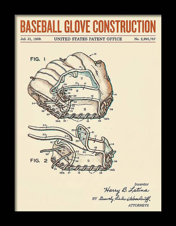 Baseball Glove Construction Retro Patent Us2995757a