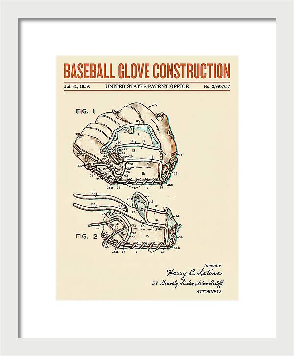 Baseball Glove Construction Retro Patent Us2995757a