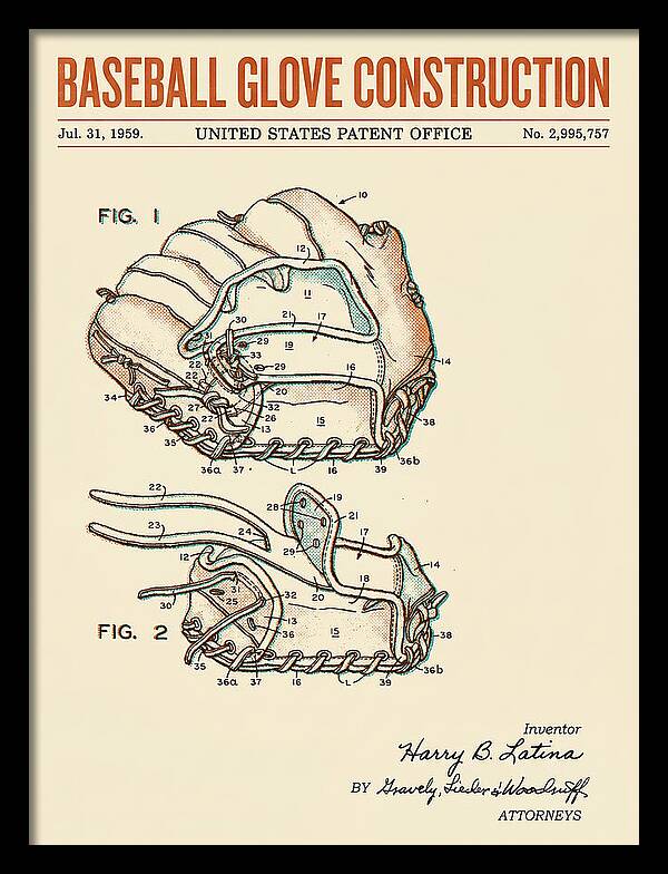Baseball Glove Construction Retro Patent Us2995757a