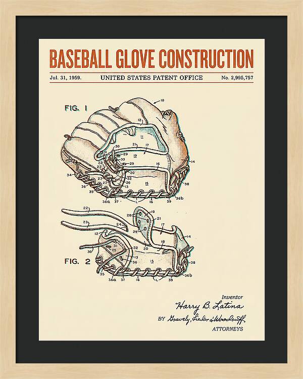 Baseball Glove Construction Retro Patent Us2995757a