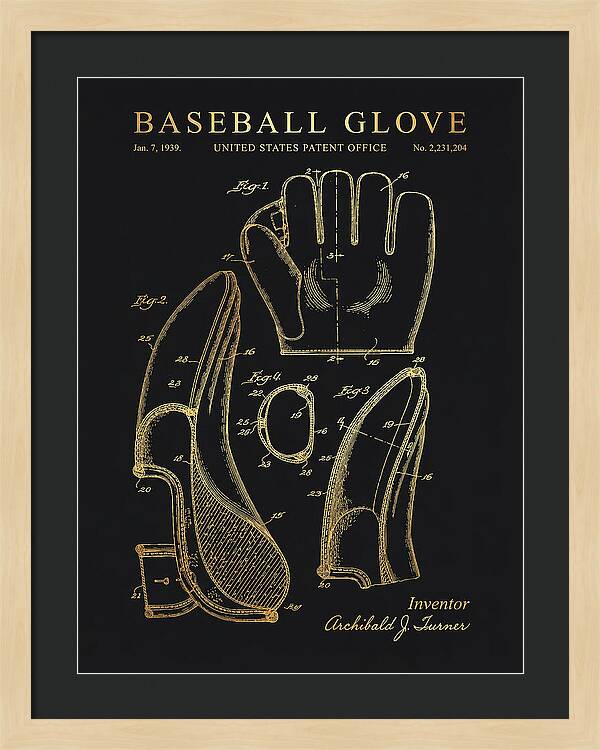 Baseball Glove Gold Patent Us2231204a