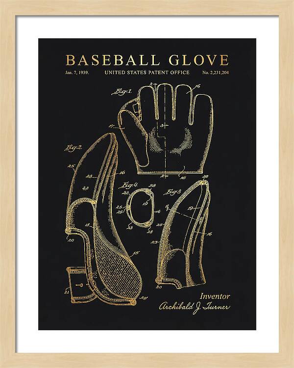 Baseball Glove Gold Patent Us2231204a