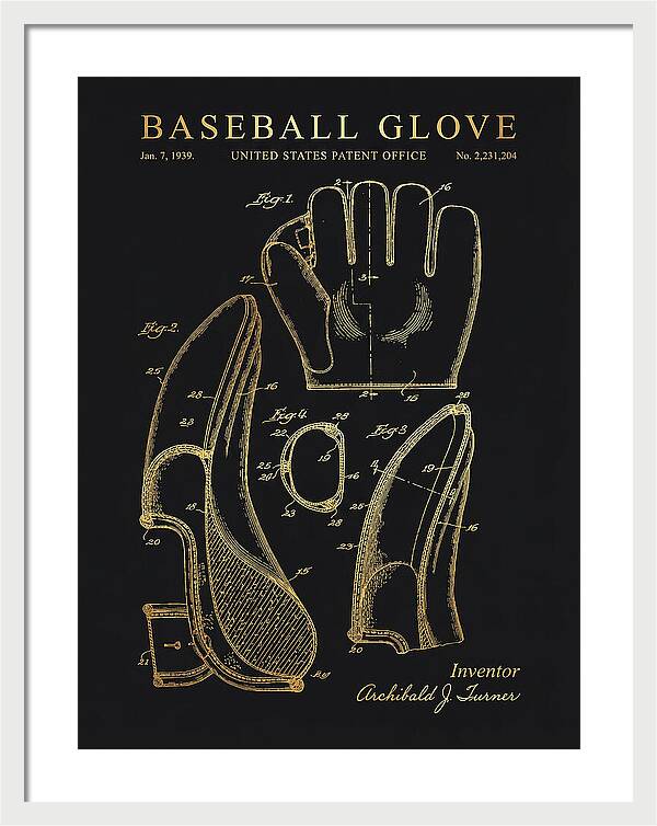 Baseball Glove Gold Patent Us2231204a
