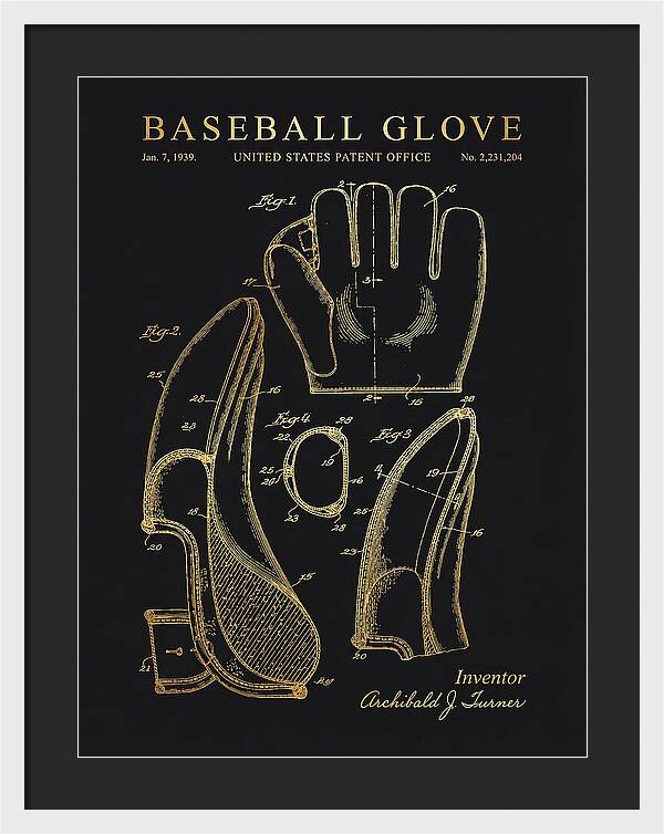 Baseball Glove Gold Patent Us2231204a
