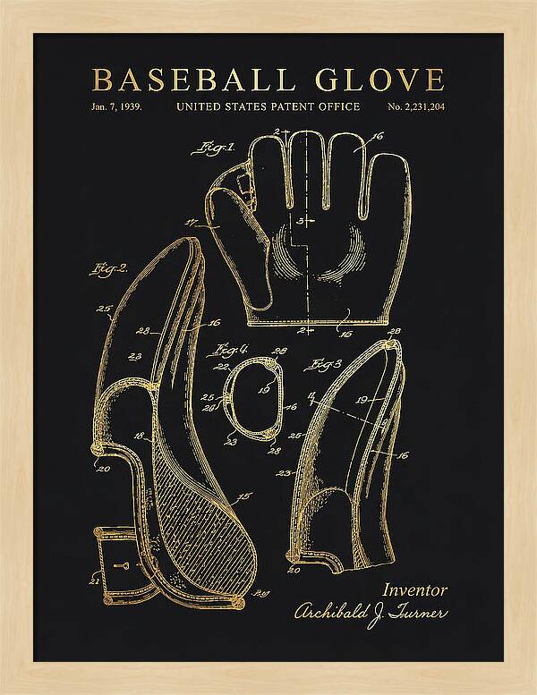 Baseball Glove Gold Patent Us2231204a