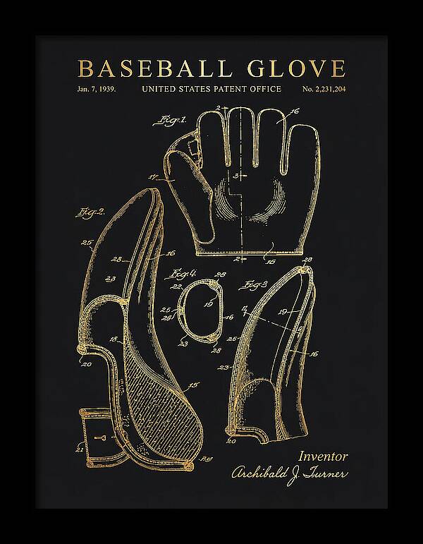 Baseball Glove Gold Patent Us2231204a