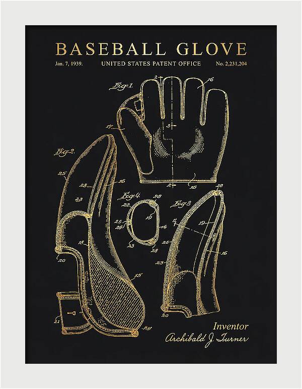 Baseball Glove Gold Patent Us2231204a