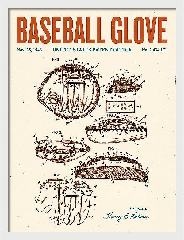 Baseball Glove Retro Patent Us2434171a