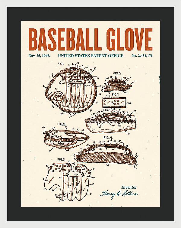 Baseball Glove Retro Patent Us2434171a