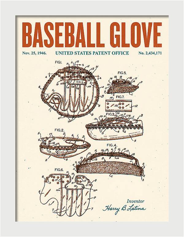 Baseball Glove Retro Patent Us2434171a